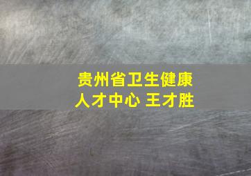 贵州省卫生健康人才中心 王才胜